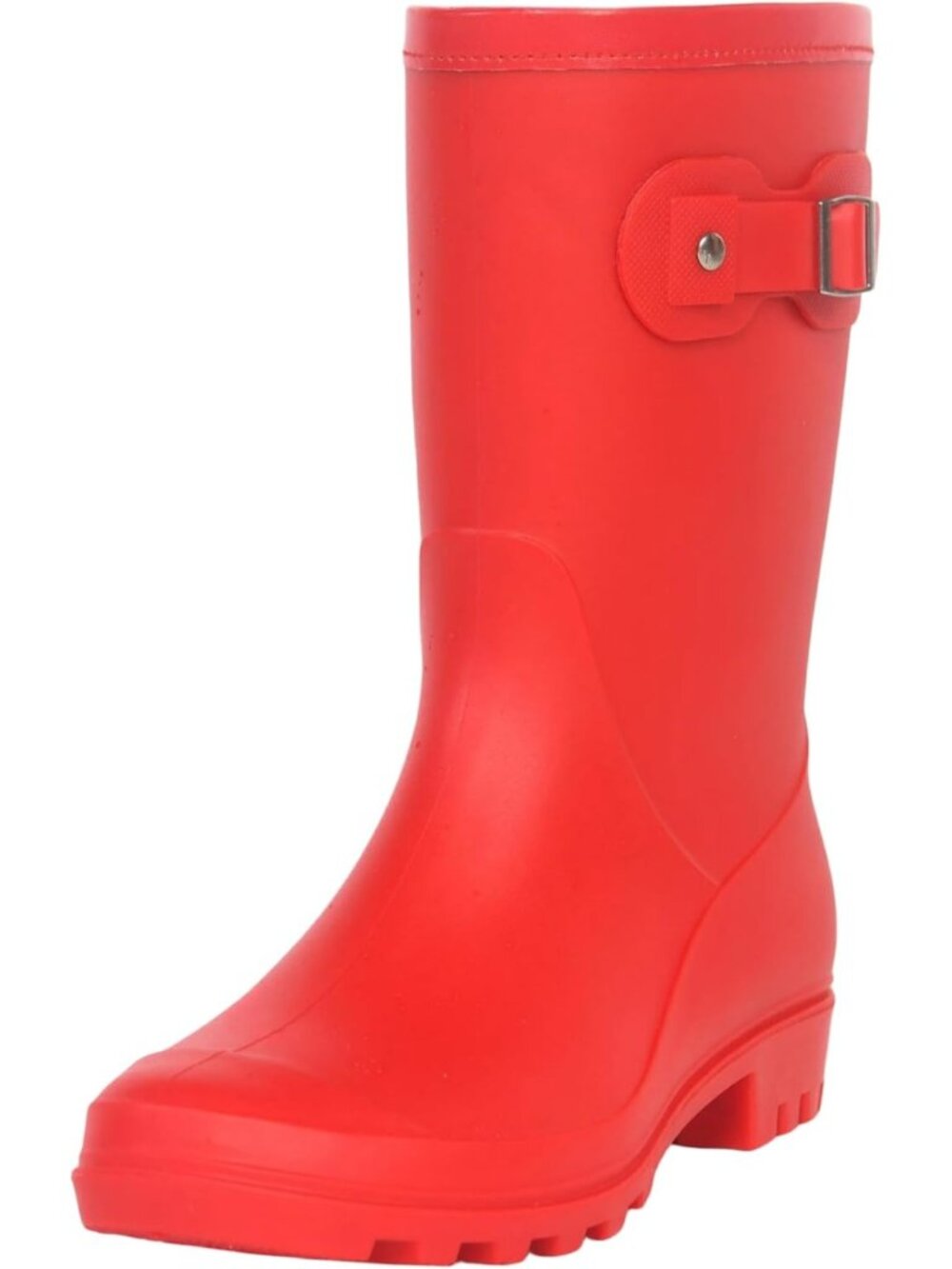 Women's Red Mid Calf Rain Boots Waterproof Anti-slipping Rainboots Rain Shoes